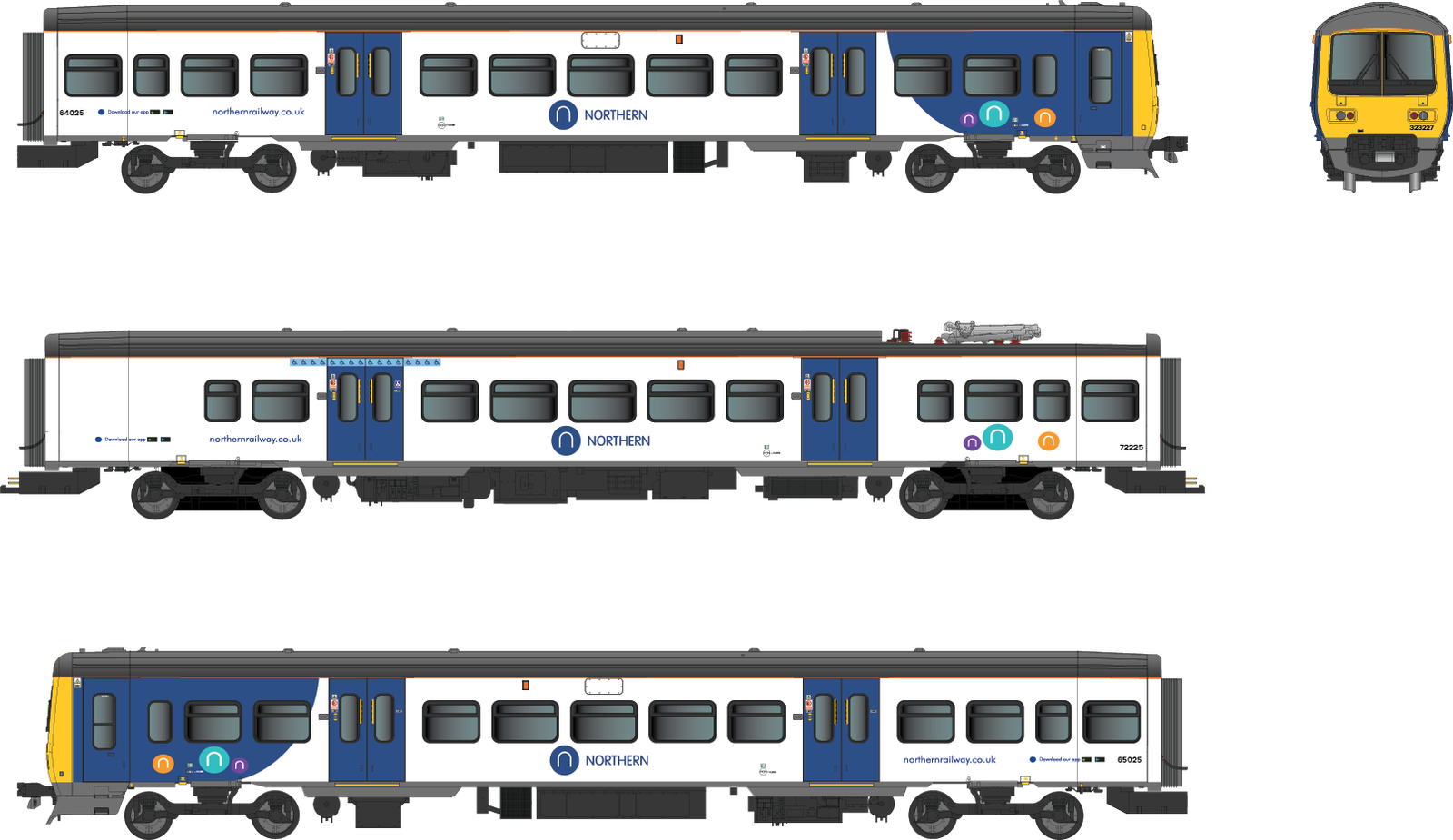 Class 323 323225 Northern New – White / Blue (Sound Fitted)