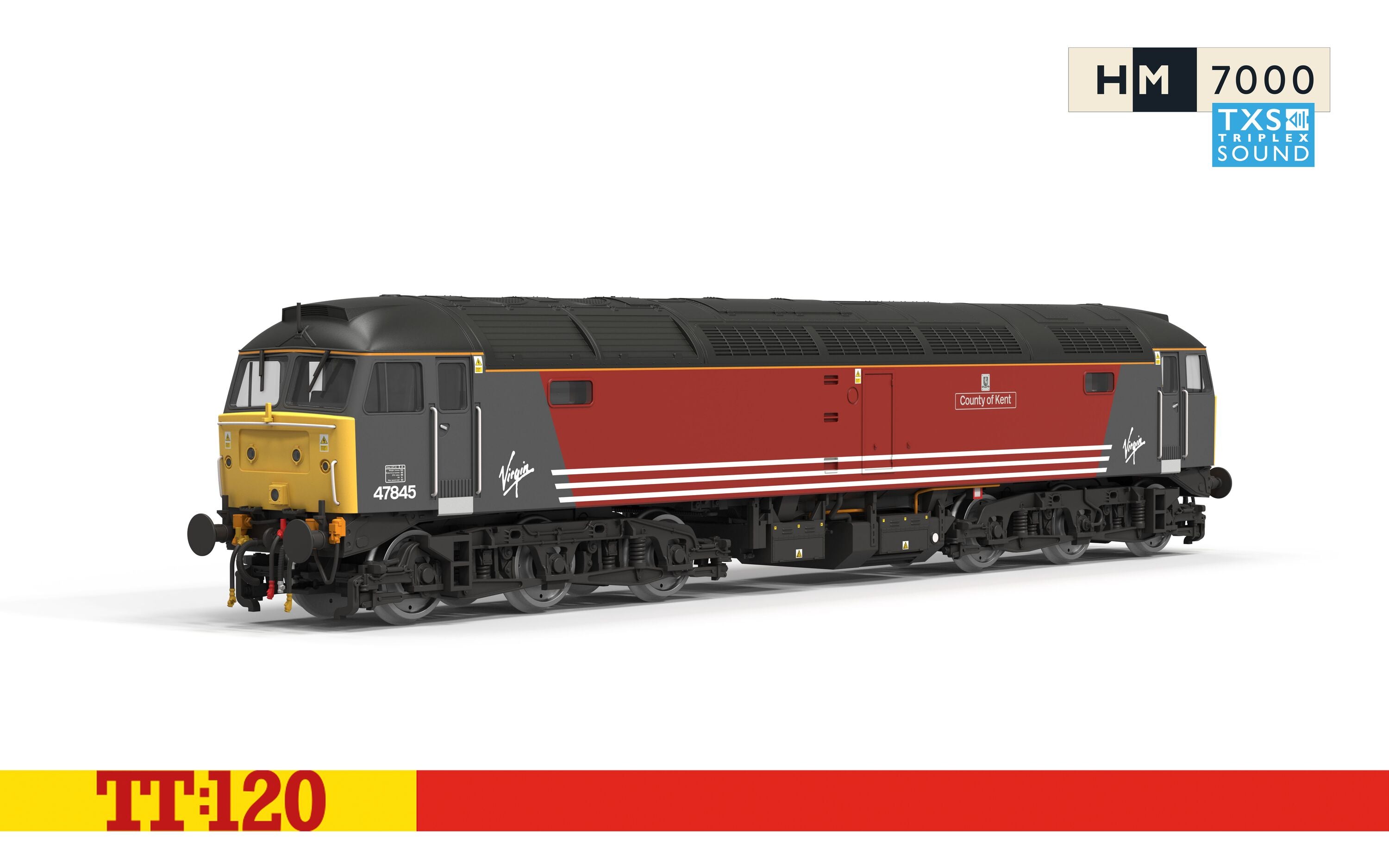 Hornby Class 47 Diesel Loco - 47 845 named County of Kent - Virgin Trains