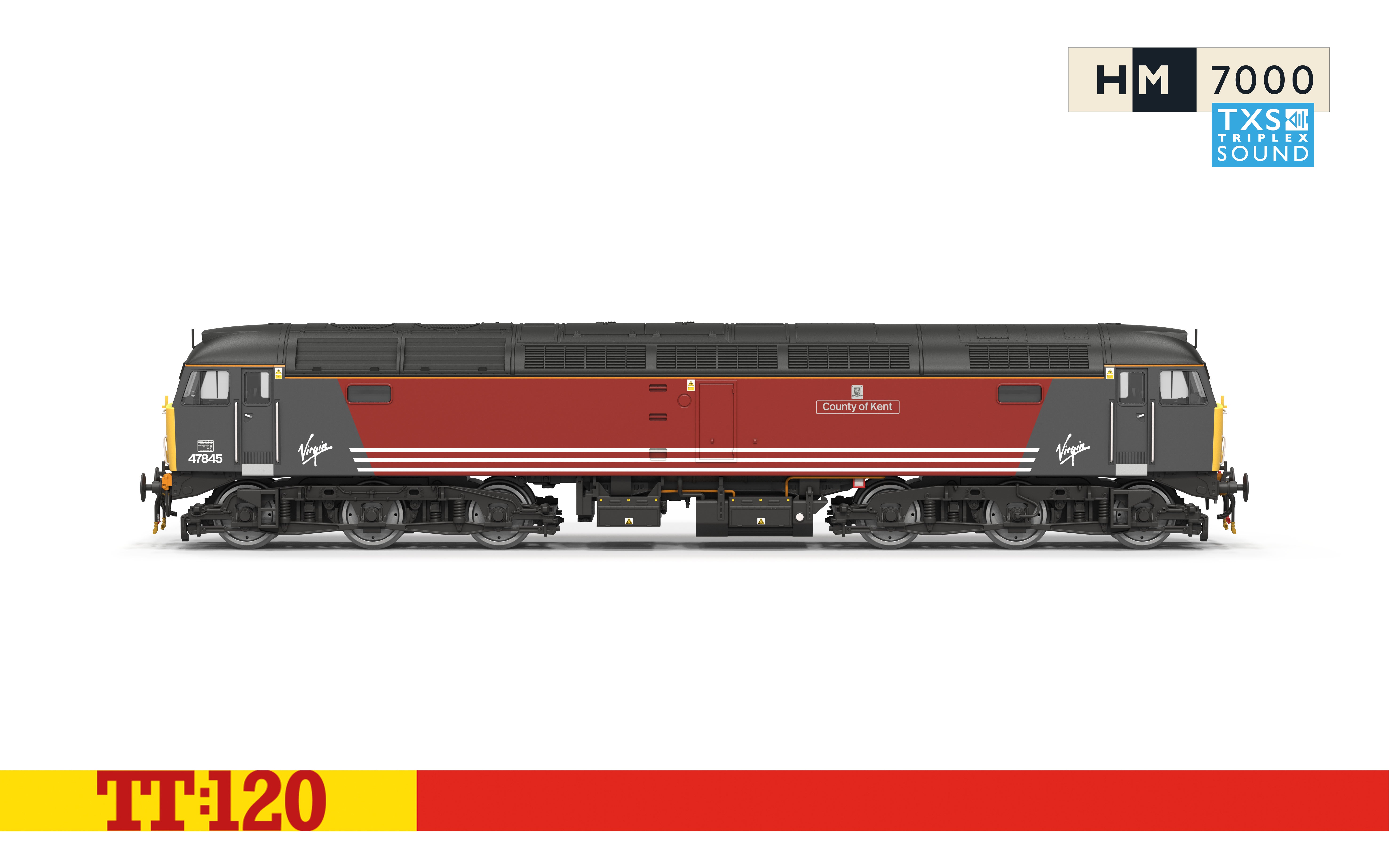 Virgin Trains Red - Class 47 - 47845 County of Kent - DCC Sound Fitted Gauge